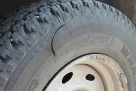 Tire After being slashed using a knife or sharp tool